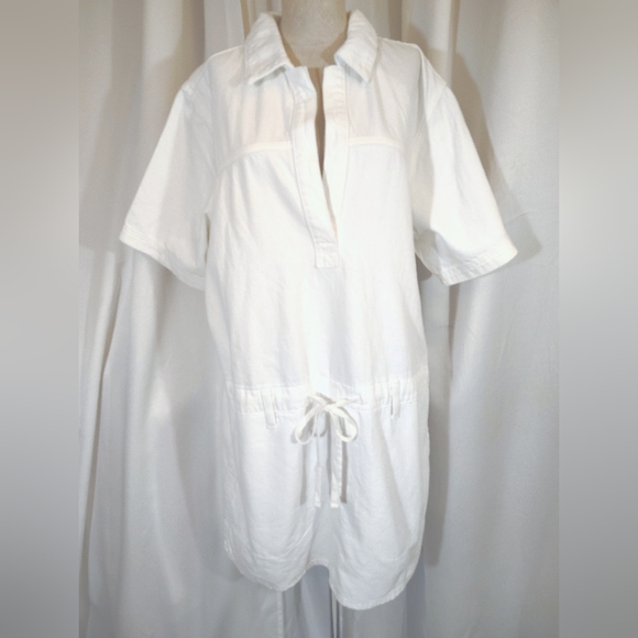 Ralph Lauren Dresses & Skirts - Ralph Lauren Denim Dress, White,Pckts Collar,Drop Waist,Shrt Sleeve,Loose Fit,14